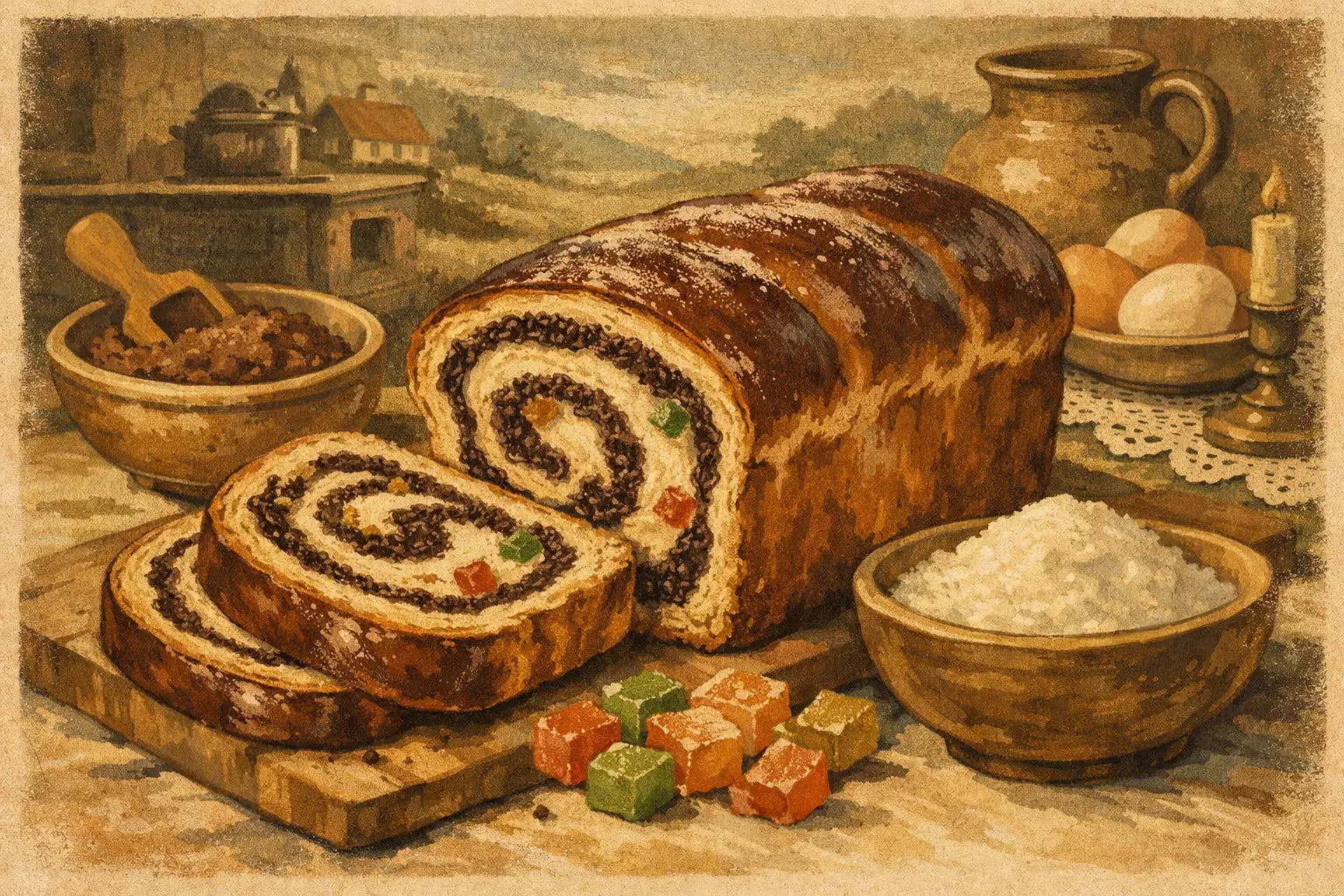 Cozonac cu cacao si rahat, gust traditional